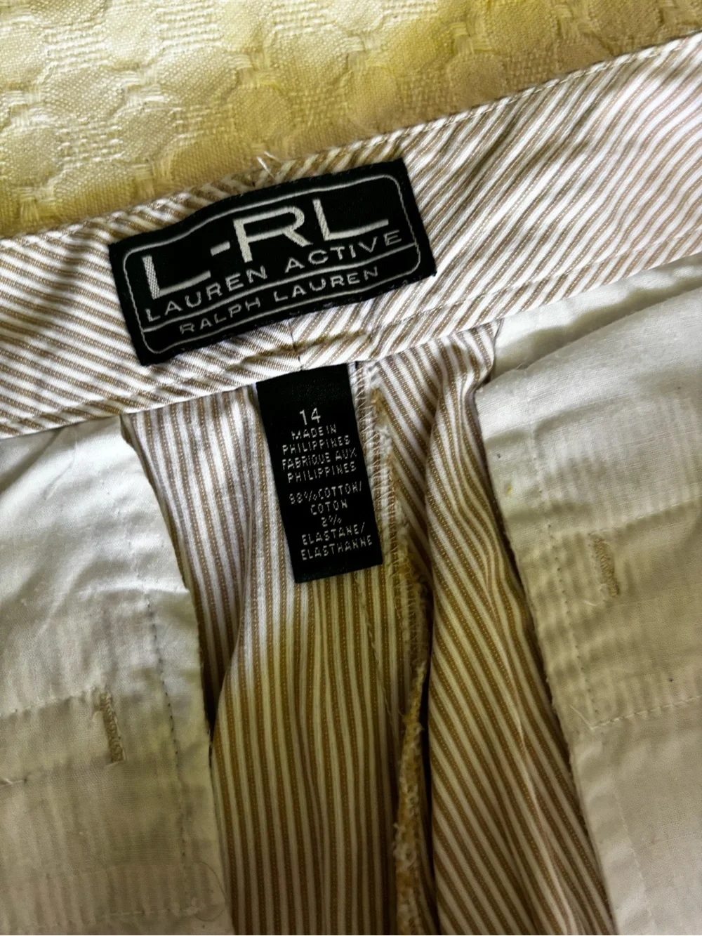 Ralph Lauren Beige Pinstriped Flat Front Men's Shorts